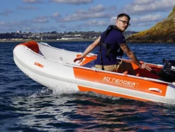 Annexe plancher gonflable type catamaran - Twin Fastcat orange/blanc - 3D Tender