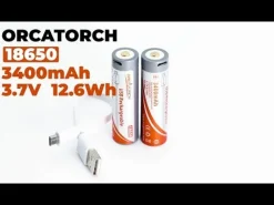Batterie rechargeable 18650 charge USB 3400 mAh ORCATORCH