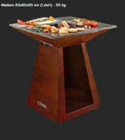 BRASERO QUADRO M CORTEN + PLAQUE CUISSON