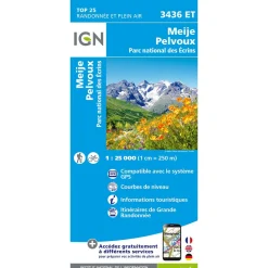 Carte Top 25 - 3436ET Meije Pelvoux. P.Ecrins