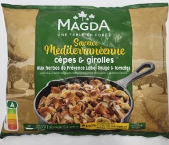 CEPES ET GIROLLES AUX HERBES DE PROVENCE ET TOMATES 300G MAGDA SURGELE