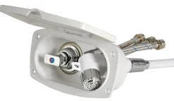 Coffret douche New Edge blanc tuyau PVC 2.5 m Sortie douche transversale