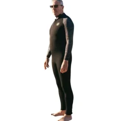 Combinaison de longe-côte double zip 4/3 mm homme noir/jaune MELLOW SEA ANFIBI