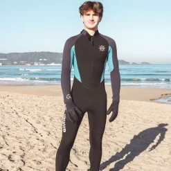 Combinaison de longe-côte double zip 4/3 mm homme gris/vert MELLOW SEA ANFIBI