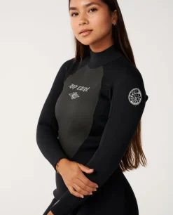 Combinaison de surf femme TRAD 3/2 mm zip poitrine noir RIP CURL