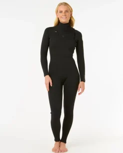 Combinaison de surf femme DAWN PATROL WARMTH 3/2 mm zip poitrine noir RIP CURL