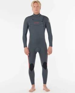 Combinaison de surf homme DAWN PATROL PRO 4/3 mm zip poitrine red RIP CURL