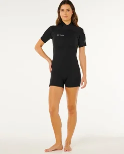 Combinaison de surf shorty femme TRAD 2/2 mm zip dorsal noir RIP CURL
