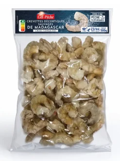 CREVETTES CRUES DÉCORTIQUÉES SAUVAGES MADAGASCAR 23/44 P 500G GEL PECHE