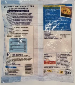 CREVETTES CUITES SEMI DECORTIQUEES ASC 28/33P 250G GEL PECHE