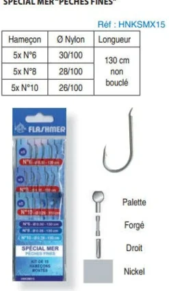 HAMEÇONS MONTÉS FLASHMER PÊCHES FINES X15