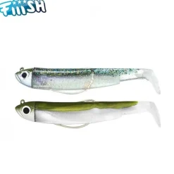 Kit Leurre Souple Armé Black Minnow 70 +Tête Plombée Shore FIIISH