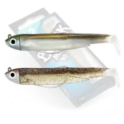 Kit Leurre Souple Armé Black Minnow 90 +Tête Plombée SHORE FIIISH