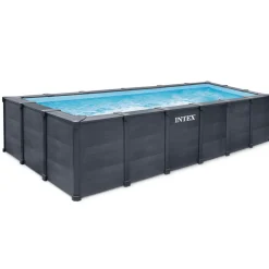 KIT PISCINE GRAPHITE RECT TUBULAIRE (L)6.00 x (l)3.00 x (h)1.24m INTEX