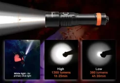 Lampe de plongée D530 1300 lumens ORCATORCH