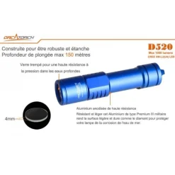 Lampe de plongée D520 1000 lumens ORCA TORCH