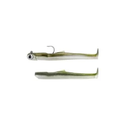 LEURRE SOUPLE ARMÉ MUD DIGGER+ TÊTE PLOMBÉE SHORE 2G KAKI FIIISH