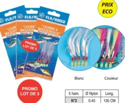 LOT LEURRE FLASHMER À MAQUEREAUX 1/0 X3