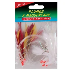 LOT LEURRE PLUMES À MAQUEREAUX AVEC LIGNE N1/0 X5 FLASHMER