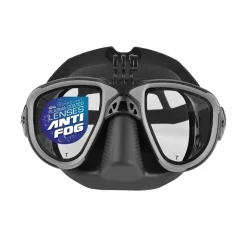 Masque de chasse sous-marine MARTIAN Anti buée noir avec support caméra C4