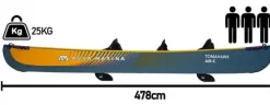 Pack kayak gonflable TOMAHAWK AIR-C 478 3 places AQUA MARINA