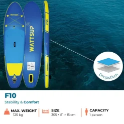 Pack paddle gonflable F10' WATTSUP (sup.pompe.pagaie.leash)