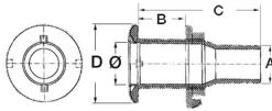 Passe-coque AISI 316 1 1/2" x 45 mm