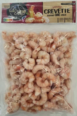 PETITES CREVETTES CRUES DECORTIQUEES SAUVAGES 100/150 300G .