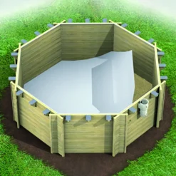 PISCINE BOIS TROPIC 414 - 4.14xHt120 - Octogonale. Pin certifié PEFC. installation hors sol avec échelle et escalier