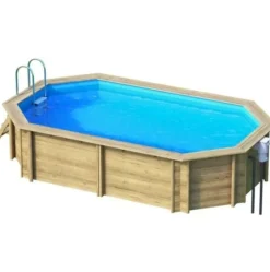 PISCINE BOIS TROPIC+ 540 5.23x3.13x1.20M - Octogonale allongée. Pin. Filtration incluse