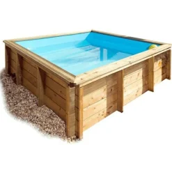 PISCINE BOIS TROPIC JUNIOR - 2X2XHt0.68 - Carré .Pin certifié PEFC. installation hors sol