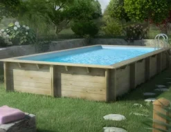 PISCINE BOIS WEVA 8X4 8X4XHt1.46 - Piscine rectangulaire avec filtres à sable et de 1m46 de hauteur