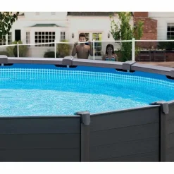 PISCINE HORS-SOL GRAPHITE Ø4M78X1M24 AVEC FILTRE A SABLE INTEX