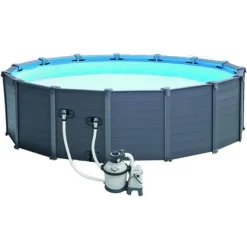 PISCINE HORS-SOL GRAPHITE Ø4M78X1M24 AVEC FILTRE A SABLE INTEX