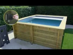 PISCINE URBAINE 6.00x2.50xHt1.33M avec Coffret connecté. Couverture Automatique immergée. Chauffage. Filtre à Sable et Coffre de Filtration en Bois