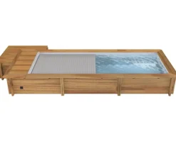 PISCINE URBAINE 6.00x2.50xHt1.33M avec Couverture Automatique immergée. Coffre de Filtration et Filtration à Sable