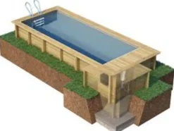 PISCINE URBAINE 6.00x2.50xHt1.33M avec Volet Immergé automatique. Filtre à sable. Pompe à chaleur et Coffre de filtration