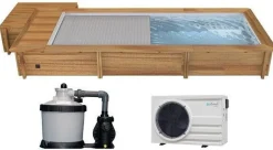 PISCINE URBAINE 6.00x2.50xHt1.33M avec Volet Immergé automatique. Filtre à sable. Pompe à chaleur et Coffre de filtration
