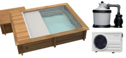 PISCINE URBAINE 4.20X3.50XHt1.33M avec Couverture Automatique immergée automatique. Filtre à Sable. Pompe à Chaleur et Coffre de Filtration
