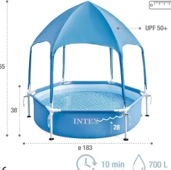 PISCINETTE METAL FRAME RONDE TUBULAIRE + CANOPY Ø x h : 1.83 x 0.38 m INTEX