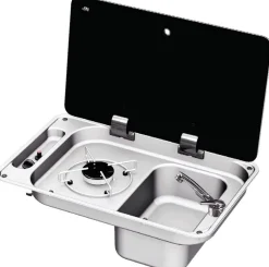 PLAN DE CUISSON 1 FEU AVEC COUVERCLE EN VERRE TREMPE FUME SERIE FL - CAN | OSCULATI