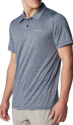 Polo de randonnée Homme COLUMBIA HIKE POLO COLLEGIATE NAVY HEATHER COLUMBIA