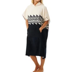 Poncho serviette à capuche de surf femme MIXED Noir/Blanc RIP CURL