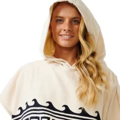 Poncho serviette à capuche de surf femme MIXED Noir/Blanc RIP CURL