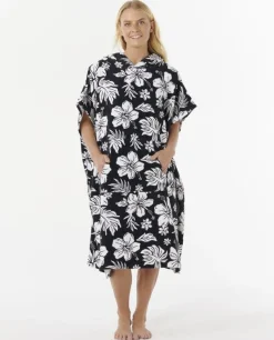 Poncho serviette à capuche de surf femme MIXED noir/blanc RIP CURL