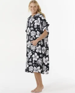Poncho serviette à capuche de surf femme MIXED noir/blanc RIP CURL