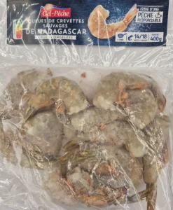 QUEUES DE CREVETTES CRUES SAUVAGES MADAGASCAR 14/18 P 400G GEL PECHE