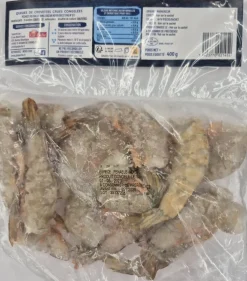 QUEUES DE CREVETTES CRUES SAUVAGES MADAGASCAR 14/18 P 400G GEL PECHE