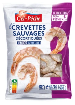 QUEUES DE CREVETTES CRUES SAUVAGES SEMI-DECO 500G GEL PECHE