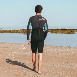 Shorty de longe-côte manches longues double zip 4/3 mm homme ANFIBI noir/jaune